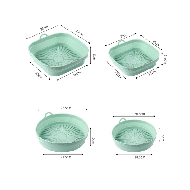 20/23cm Silicone Baking Tray Square Foldable Tray Heat-resistant Air Fryer Tray Food Grade Cake Silicone Mold Thickened Tray Pan 6