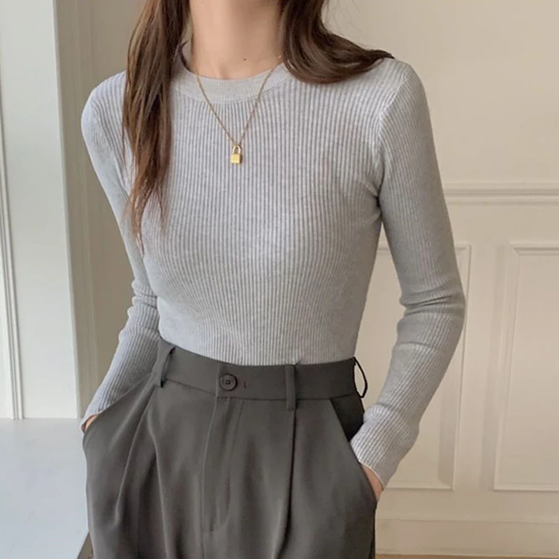 Jersey De Manga Larga Para Mujer Con Cuello Asimétrico Y Espalda Suelta – Tejido Suave Y Acanalado, Ideal Para Primavera, Otoño E Invierno, Uso Diario