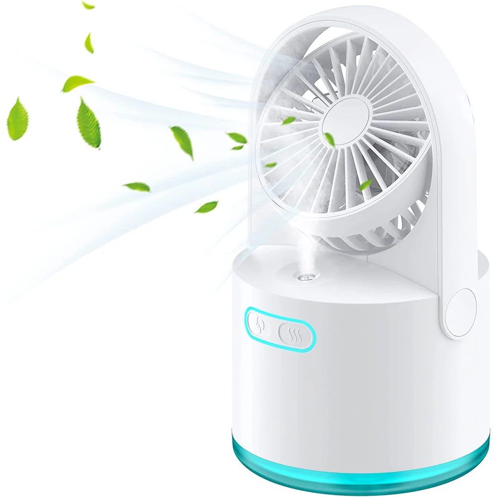 Table Misting Fan Rechargeable Small Portable Cooling Mister Fan Desk Spray Mist Fan with 3 Speed Wind For Home Office Outdoors air cooler fan air conditioner desk misting fan usb powered water cooling fan humidifier 3 wind speeds with night lamp for home