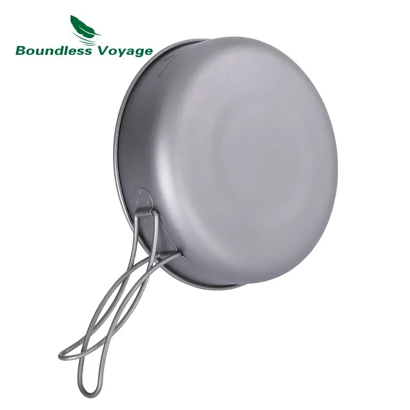 Non Stick Frying Pan Boundless Voyage Titanium Non-stick Frying Pan Ceramic Coating Folding Handle Outdoor Camping Picnic Plate Dish