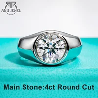 AnuJewel 4ct D Color Moissanite Men Rings 18K Gold Plated  Silver Engagement Bezel Rings For Men Factory Jewelry Wholesale 1