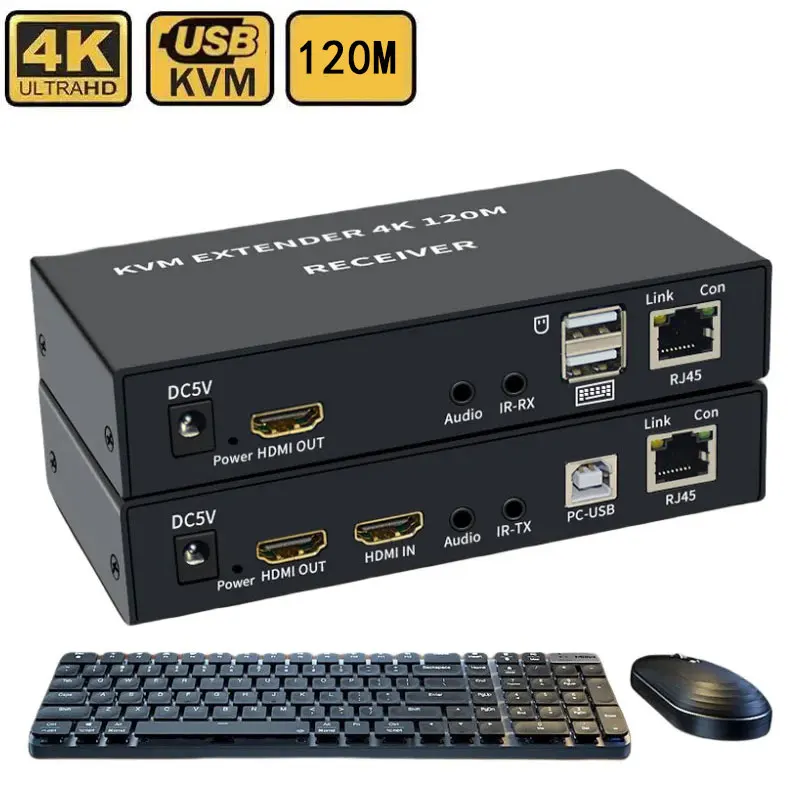 120M Kvm Extender Rj45 4K Hdmi-Compatibile Extender Cat6 Ethernet Extender Audio Kit Over Lan Ethernet Extender Per Ps4 Tv Pc