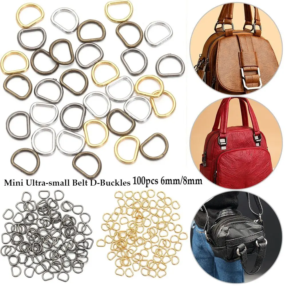 100pcs Newest 6mm/8mm Mini Ultra small Belt D Buckle Doll Bags Buckles