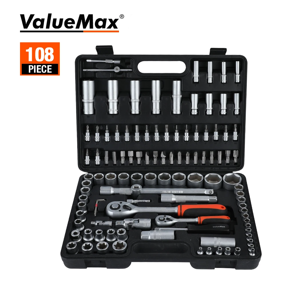 

ValueMax Car Repair Tool Set Mechanic Tool Kits Screwdrivers Ratchet Spanner Wrenches Sockets