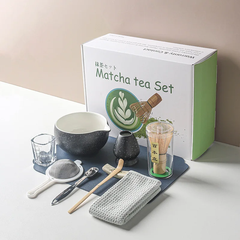 10pcs/set Matcha White Tea Whisk Teaware Japanese Ceremony Bamboo Chasen Tea Tool Brush Exquisite Matcha Kit Teawares