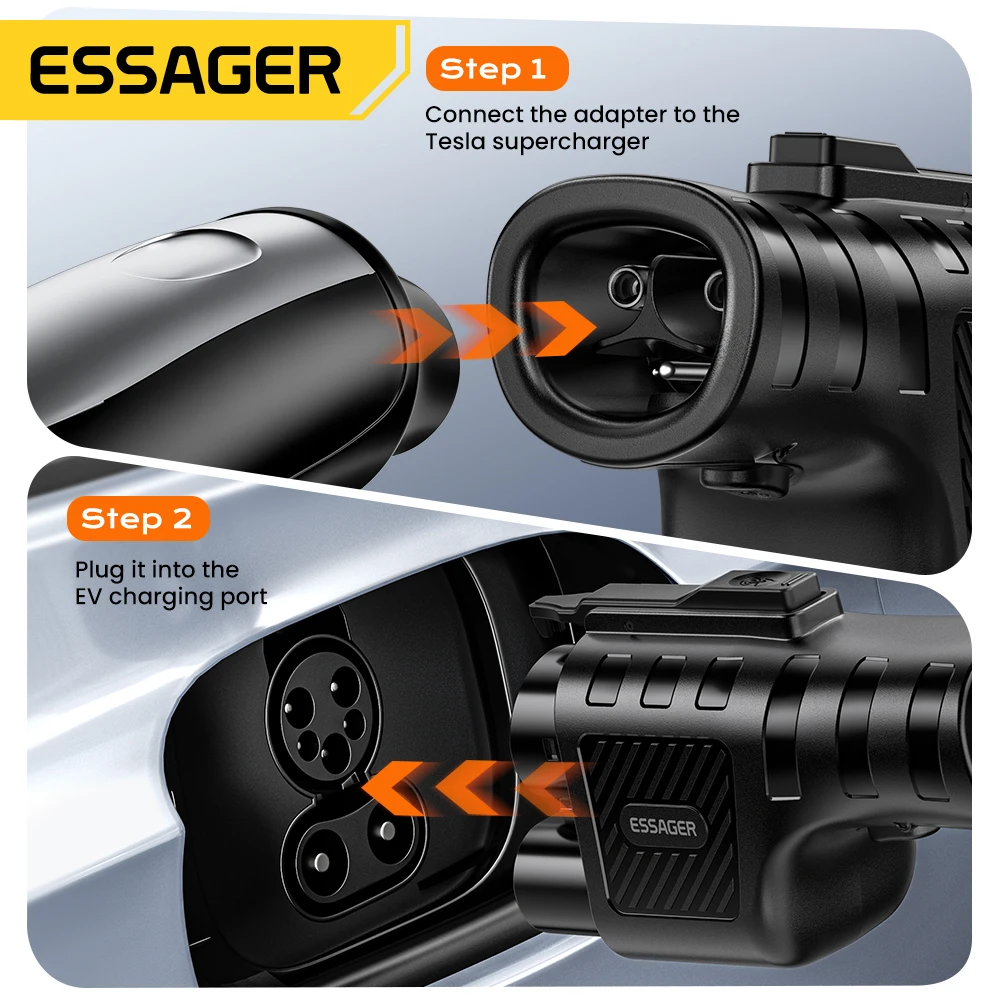 Essager NACS to CCS1 Adapter Fit for Volvo Ford Auto Locking System for Tesla Supercharger Adapter fit for Tesla V1/V2/V3/V4 DC