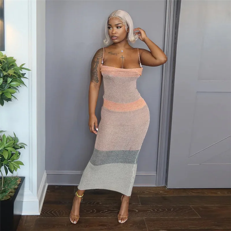 Mesh Pleated Slim Bodycon Long Backless Nightclub Sexy Party Maxi Dress
