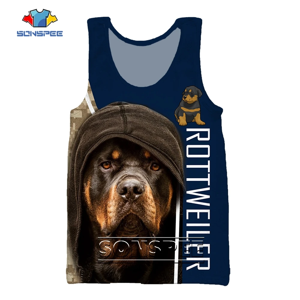 

SONSPEE Street Style 3D Printed Mens Designer Clothes Animal Dog Rottweiler Graphic Beach Vest Plus Size Harajuku Jersey Singlet