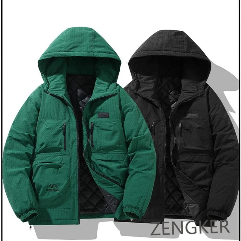 Men's winter hooded cotton jacket thickened warm new jacket workwear trendy loose casual top 180kg 12xl jackets for men 2
