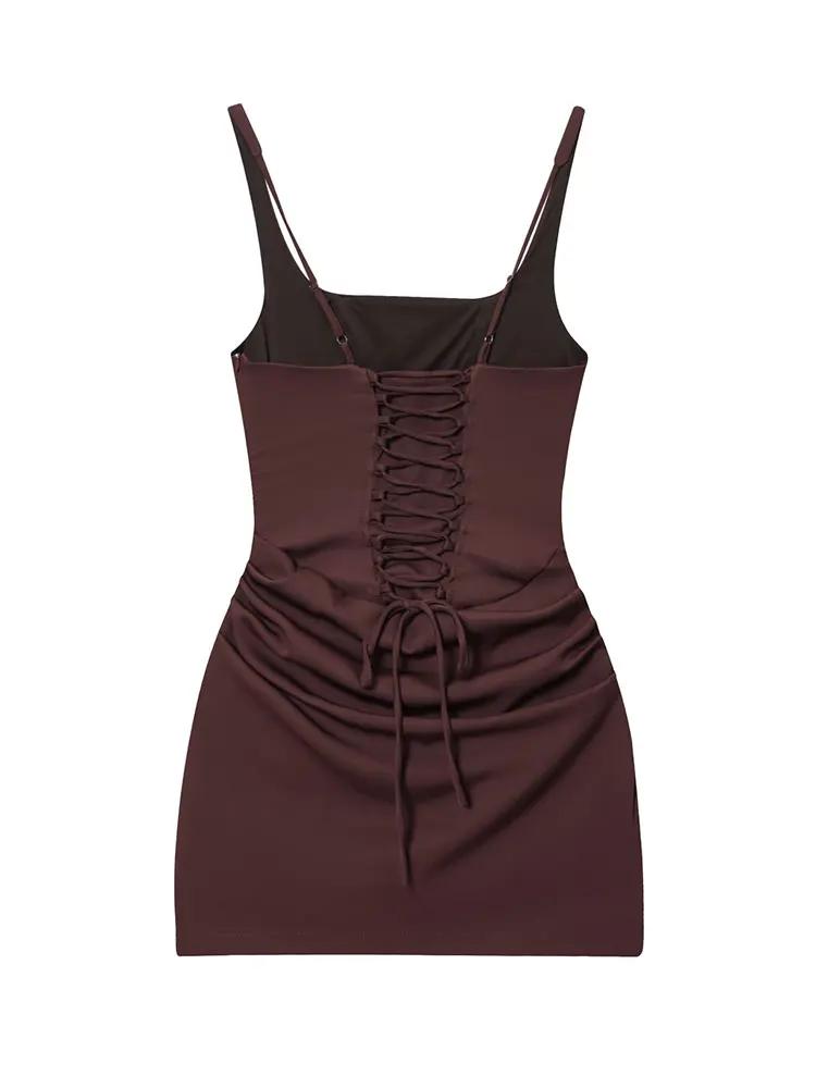 HH Elegante Mini Abito da Festa per Donne, Stile Corsetto con Scollo Quadrato, Vestito Aderente Arricciato per Vacanze Estive, Abbigliamento Sexy - Image 5