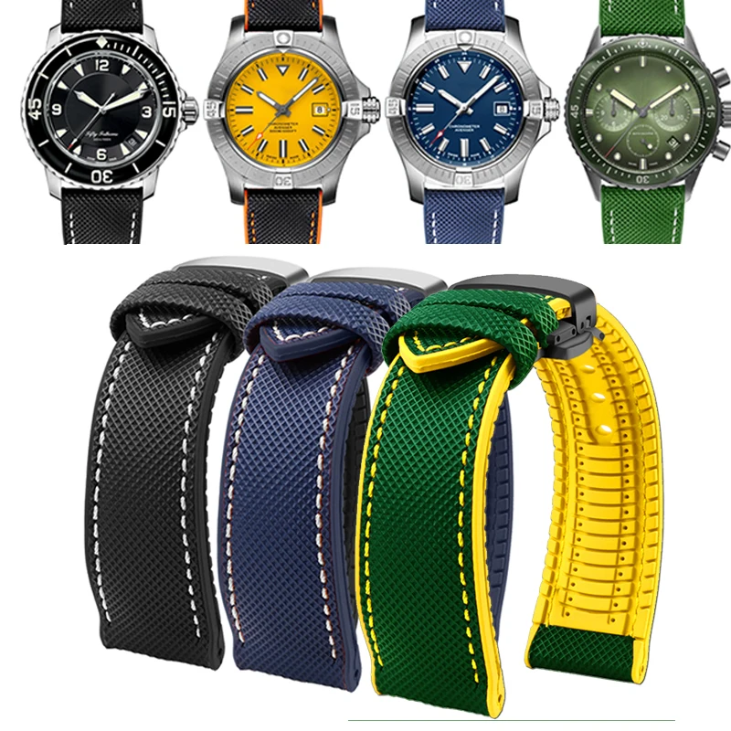 Cinturino In Silicone In Gomma Di Nylon 19/20/22/23/24Mm Cinturino Impermeabile Da Uomo Per Omega Breitling Avengers Longines Accessori Per Orologi Se