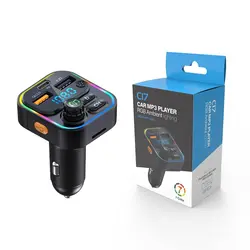 Wireless Bluetooth 5.3 FM Transmitter with Fast Charging and Handsfree Car Audio Features (C17 - Black)