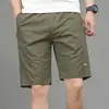 Summer Thin Pure Cotton Trendy Shorts Men Solid Elastic Waist Drawstring Pocket Street Fashion Casual Loose Sports Short Pants 1