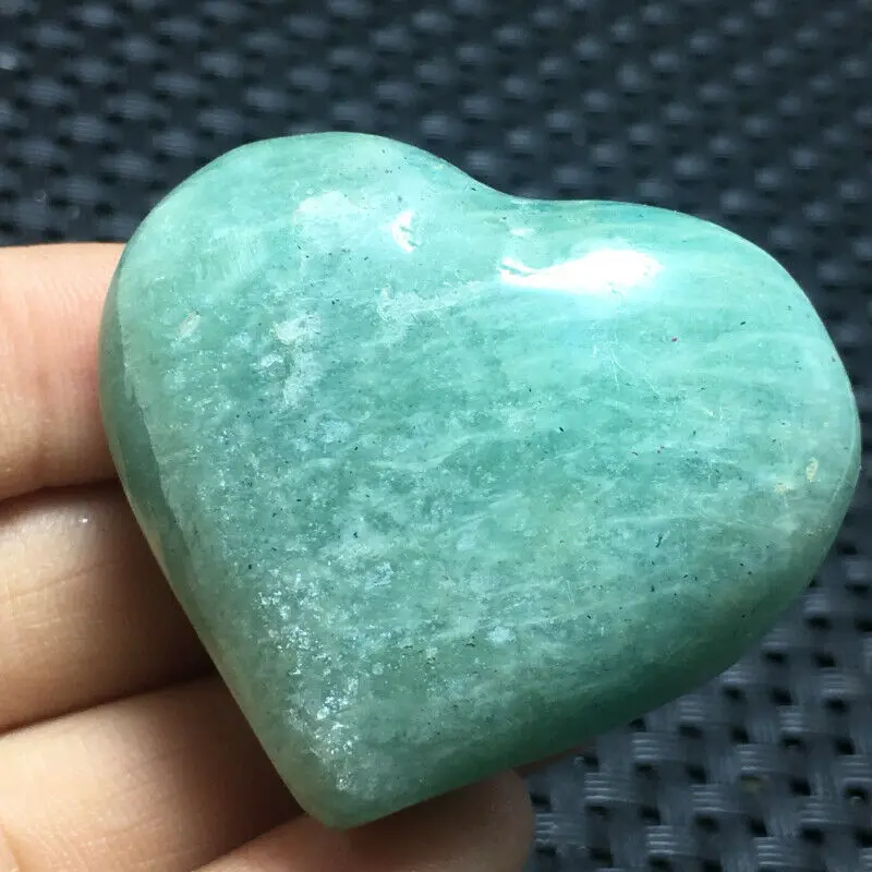 

40mm Natural Beautiful Amazonite Quartz Crystal Heart Polished Stone Healing Natural Stones and Minerals