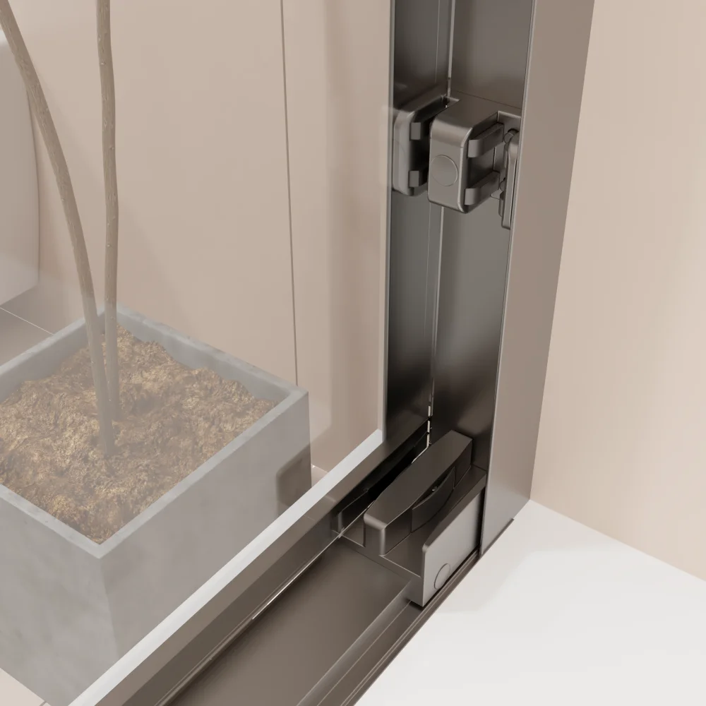 56 "-60" W *58 "H semi-frameless double sliding tub door, bypass tub shower, 1/4" (6mm) thick SGCC tempered glass door 5