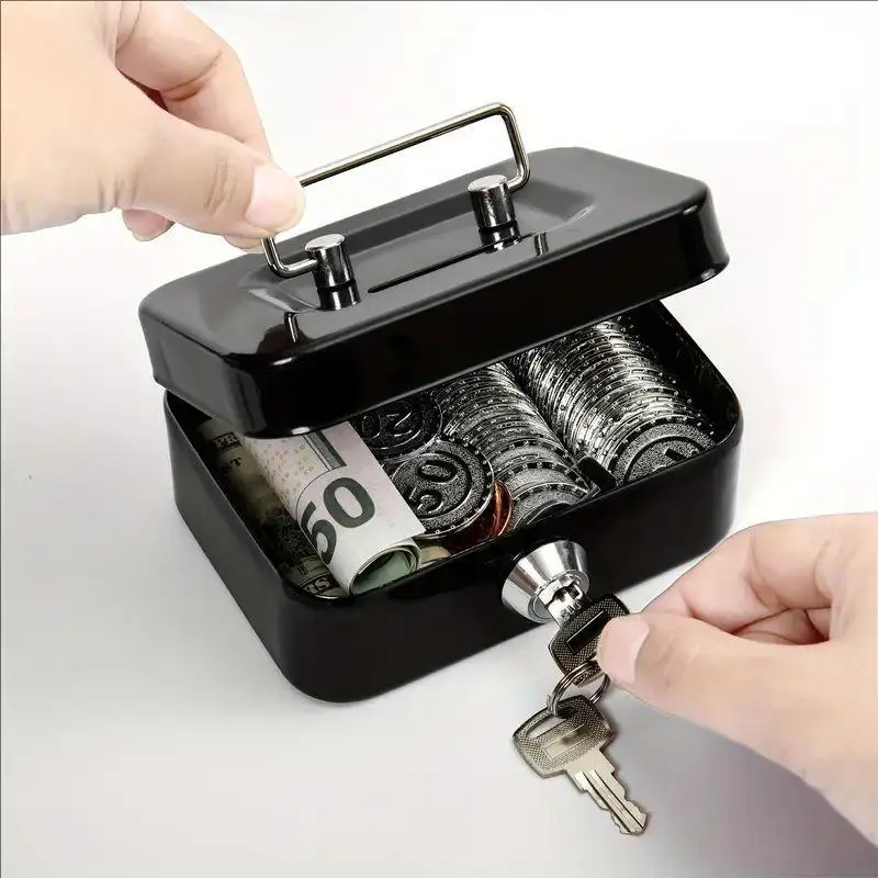 Compact & Portable Piggy Bank with Secure Lock and Key Holder