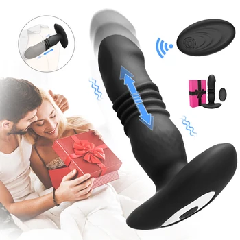 Thrusting Prostate Massager Vibrating Anal Plug Wireless Dildo Vibrators for Men Gay Buttplug Sex Toy for Woman Masturbation 1