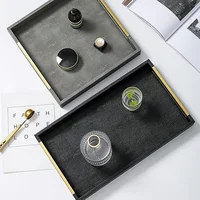Metal Tray Wood Pallet Leather Large Rectangular Storage Serving Tray Hotel Dessert Dinner Tea Food Tableware Home Kitchen Tool 2