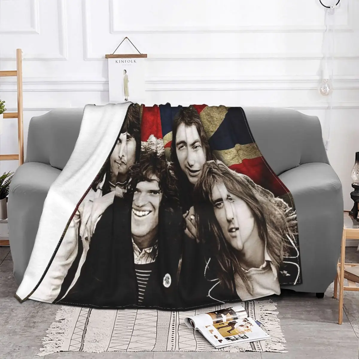 Retor Queen Band Rock Blanket Fleece Printed Multifunction Super Warm Throw Blankets for Home Car Bedspreads