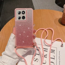 Luxury Crossbody Lanyard Glitter Silicone Case in Candy Color - Motorola Edge 60 (GS Pink)