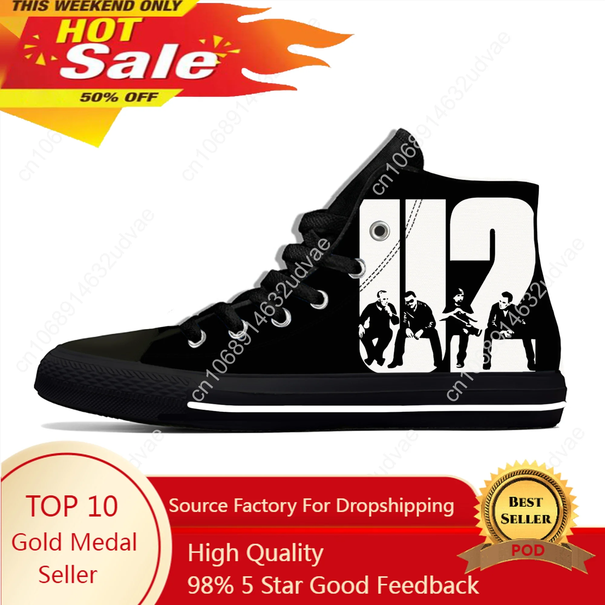 

U2 High Top Sneakers Music Rock Band Mens Womens Teenager Casual Shoes Canvas Running Shoes 3D Print Breathable Lightweight Shoe