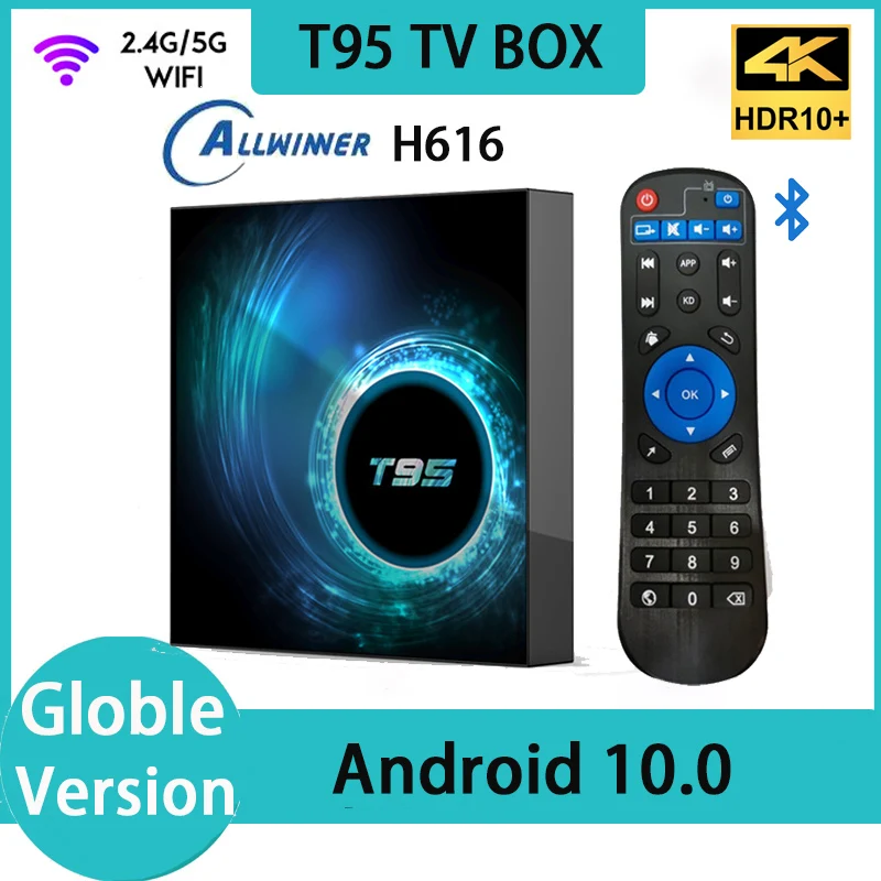 T95 TV Box Android 10 Smart BT5.0 2.4g 5g Dual Wifi 4G 64GB 32gb 3D