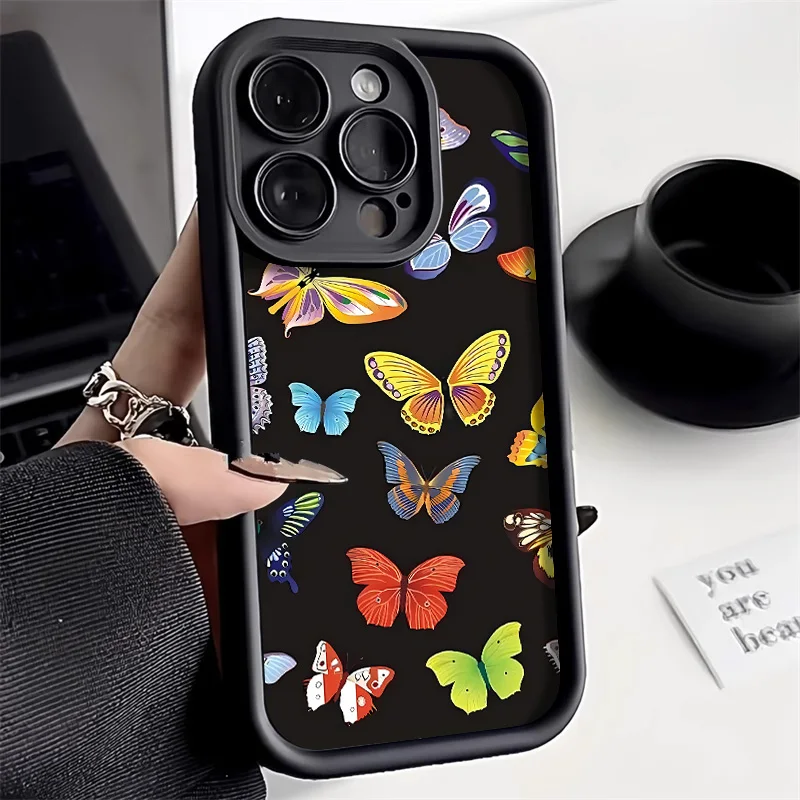 Black Butterfly Shockproof Silicone Phone Case - Stylish Soft Cover