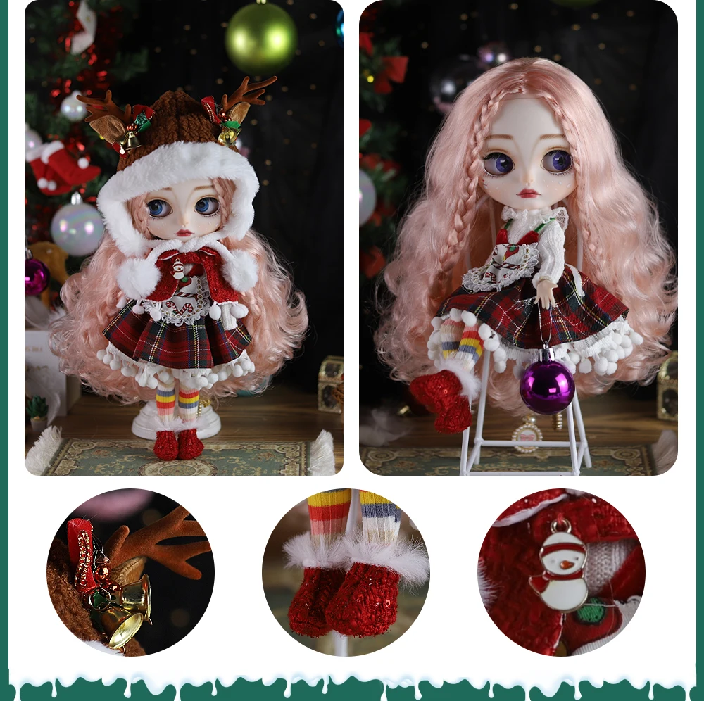 Kristina Christmas – Premium Custom Neo Blythe Unodoli Onezinwele Eziphinki, Isikhumba Esimhlophe Nobuso Obu-Matte Obuhle 6