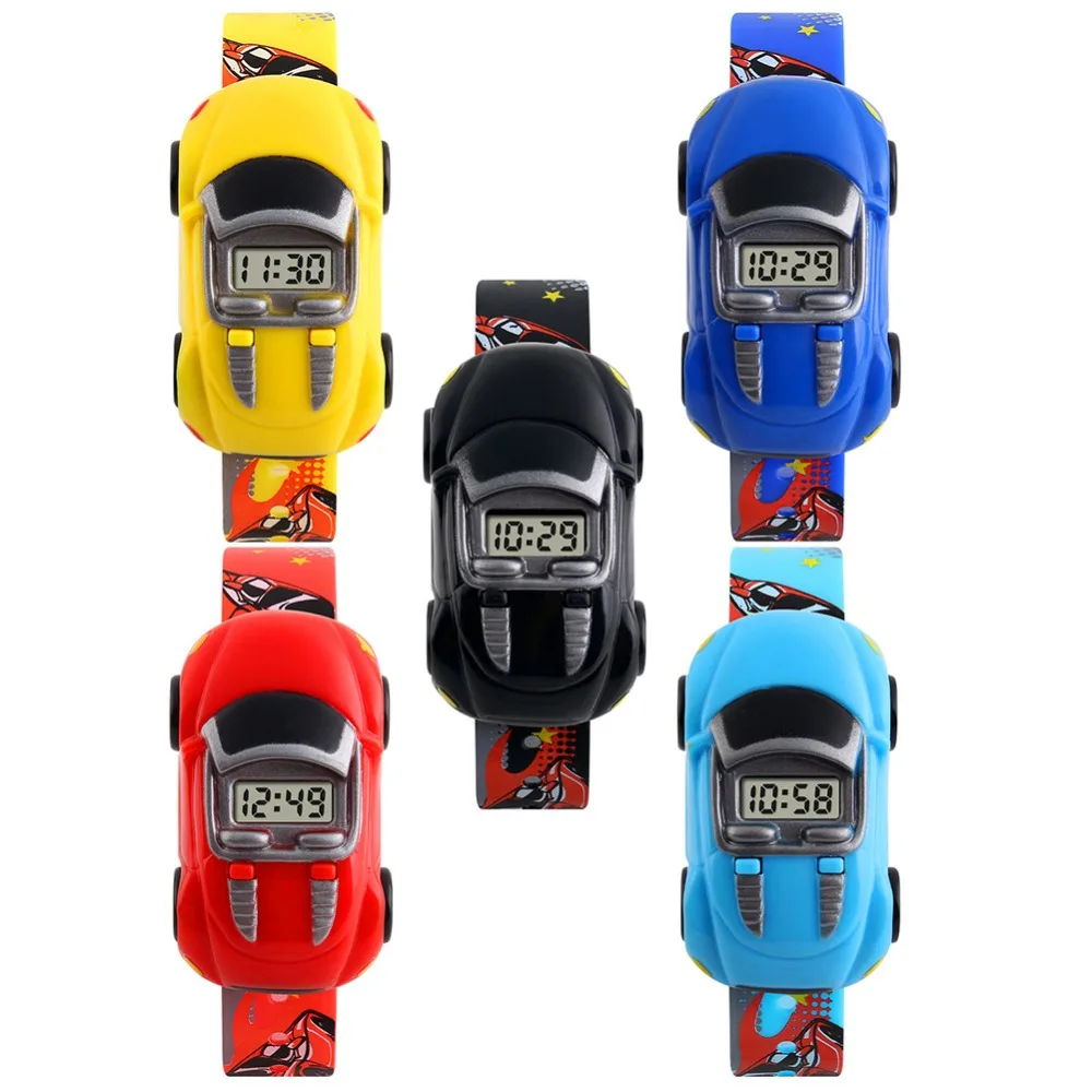 Cartooncar Children Watch Toy For Boy Baby Kids Watch Fashion Electronic Watches Innovative Car Shape Digital Kids Watches Gift