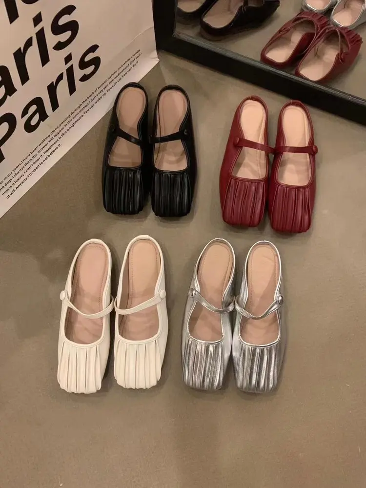 Flat bottomed Baotou half slippers, wearing mother Mary Jane's single shoes on the outside
