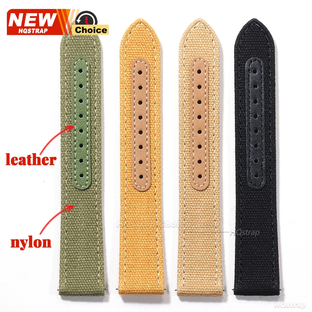 Enhanced Quick Release Nylon & Leather Watch Strap – Universal Wristband