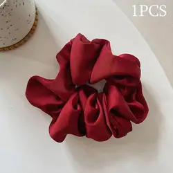 Elegant Silk Satin Scrunchies Set - 6-Piece Solid Color Hair Accessories Collection (Wine red R56907)