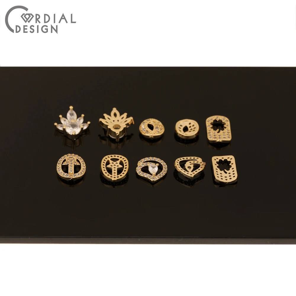 Cordial Design 50Pcs Genuine Gold Plating/Cubic Zircon/Multi Shapes/DIY Fingernail Accessories/Jewelry Findings & Components - cordial