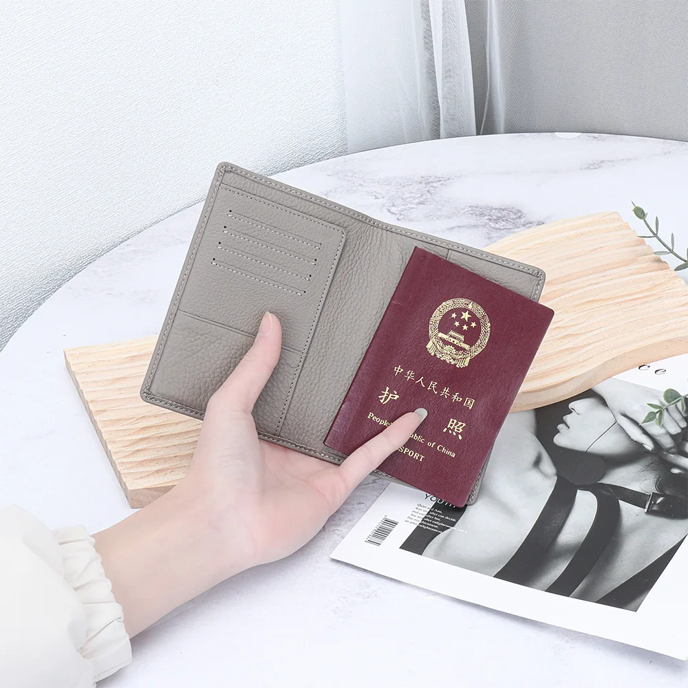 Leather Passport Holder Wallet Cover for Women Men Travel Wallet Multi-functional Bank card Passport Cover Document Organizer