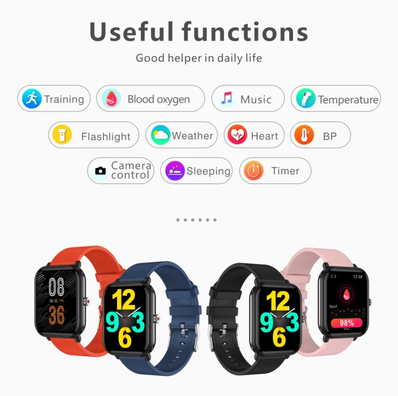 Smart Watch Men Women Watches Body Temperature Measurement Blood Pressure Heart Rate Monitor Sports Tracker Smart Watch