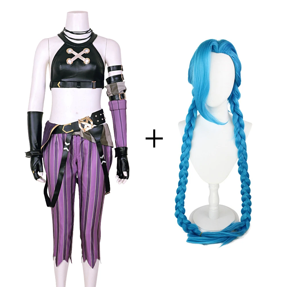 thumbnail image 1 of Disfraz de Cosplay de Jinx, disfraz de Anime LOL Jinx Arcane, uniforme de Cosplay, traje de Carnaval de Halloween, disfraz de Halloween hecho a medida, 1 of 5