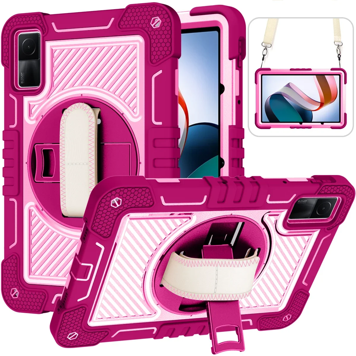 Heavy Duty Shockproof Tablet Case with Swivel Bracket, Handle, and Shoulder Strap