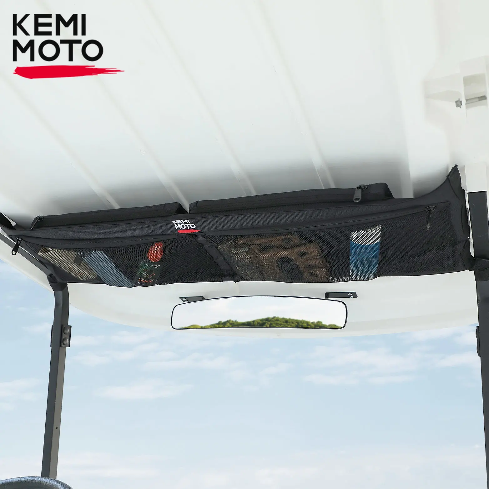 KEMIMOTO Golf Cart Overhead Storage Bag Organizer Ceiling Mesh