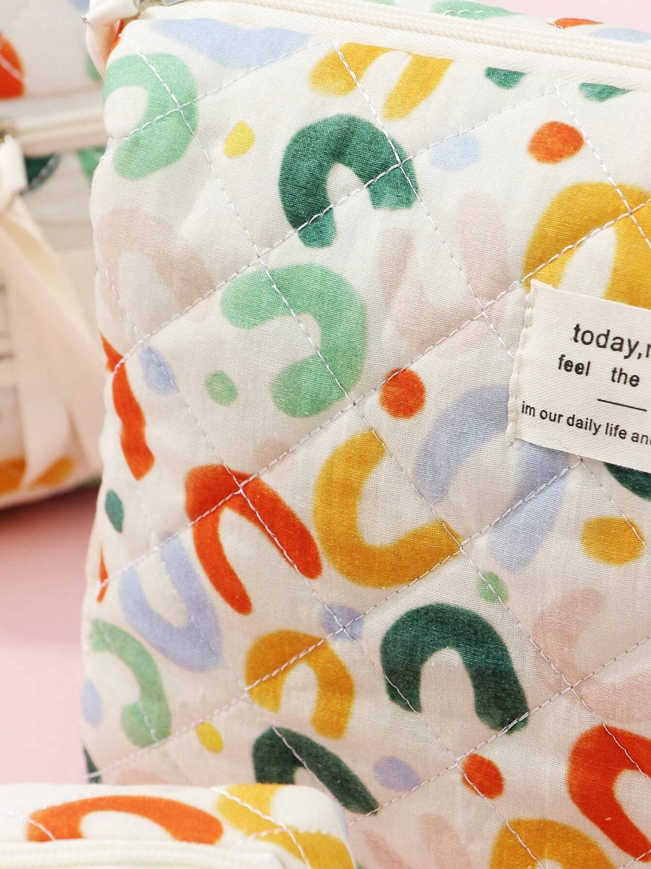 Cute Quilted Cotton Makeup Bag Women Zipper Cosmetic Organizer Female Cloth Handbag Box Shape Portable Toiletry Case For Girls 6