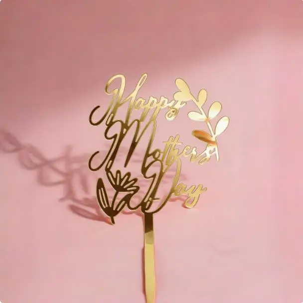Elegant Gold & Red Acrylic MOM Cake Topper - Perfect for Mother's Day Celebrations & Birthday Parties