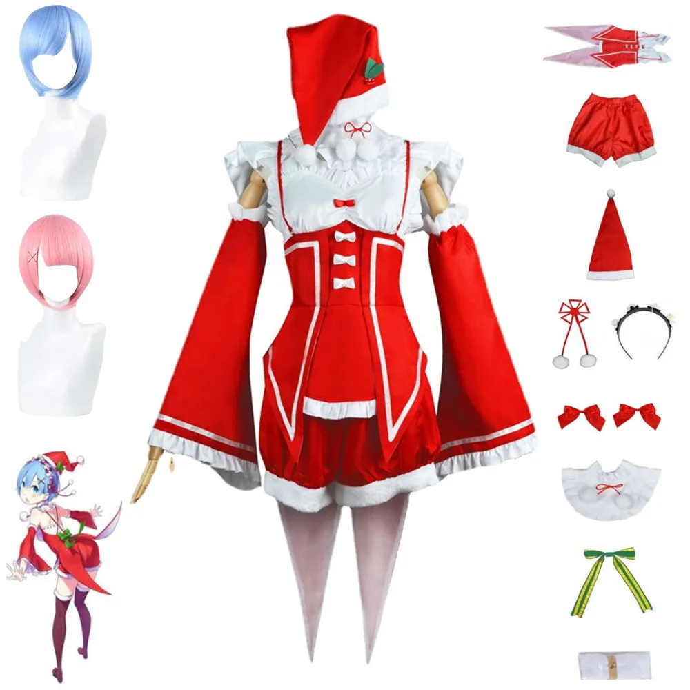 

Anime Re:Life In A Different World From Zero Rem Ram Cosplay Costume Maid Dress Wig Adult Man Woman Sexy Kawaii Christmas Suit
