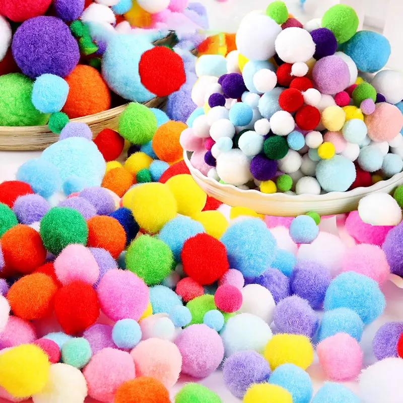 50-300Pcs 0.8-3cm Mixed Pom Poms Craft Mini Small Pompom Fur Balls for Kid Creative Toys DIY Craft Decor
