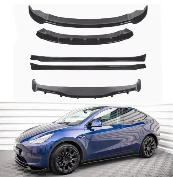 Per Tesla Model Y 2021 2022 2023 Paraurti Labbro Anteriore Posteriore Tronco Diffusore Spoiler Gonna Laterale Abs Samurai Nero Kit Completo Del Corpo
