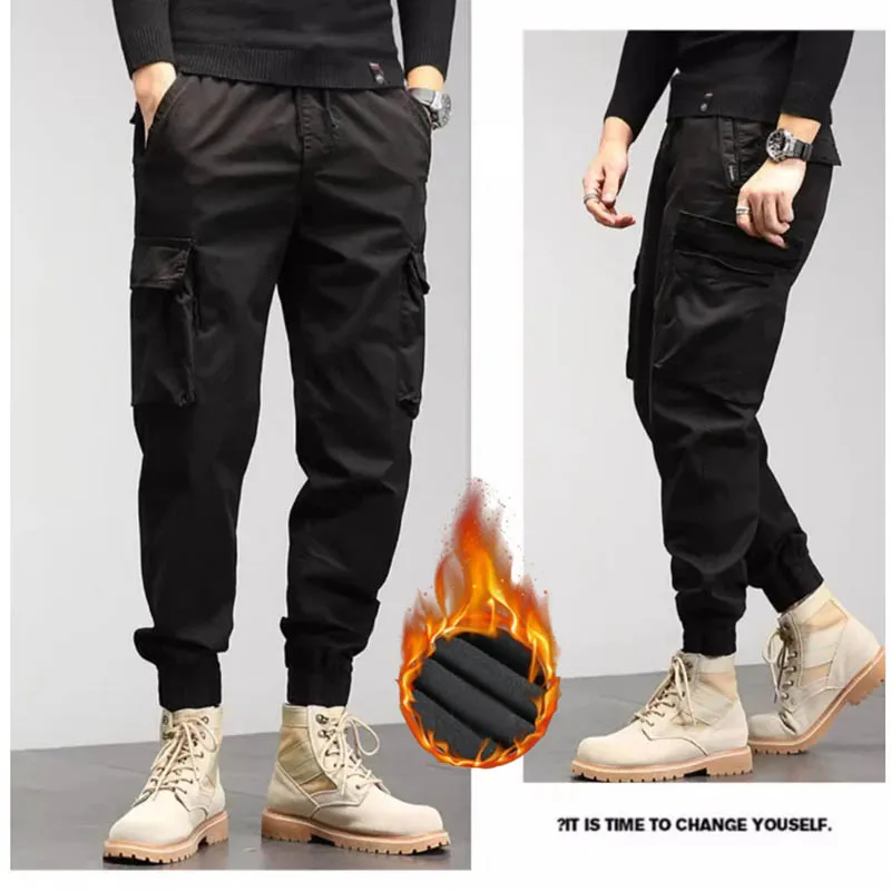 Handsome and thick windproof winter cotton pants for men with added fleece and thick warm pants  worn on top with pure cotton ba 5