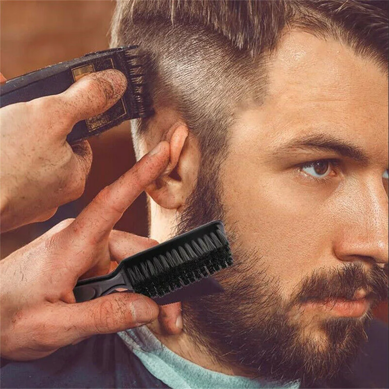 Schwarz Bart-Styling Pinsel Professionelle Rasur Bart Pinsel Barber Öl Kopf Form Carving Reinigung Pinsel Kamm Friseur Werkzeuge