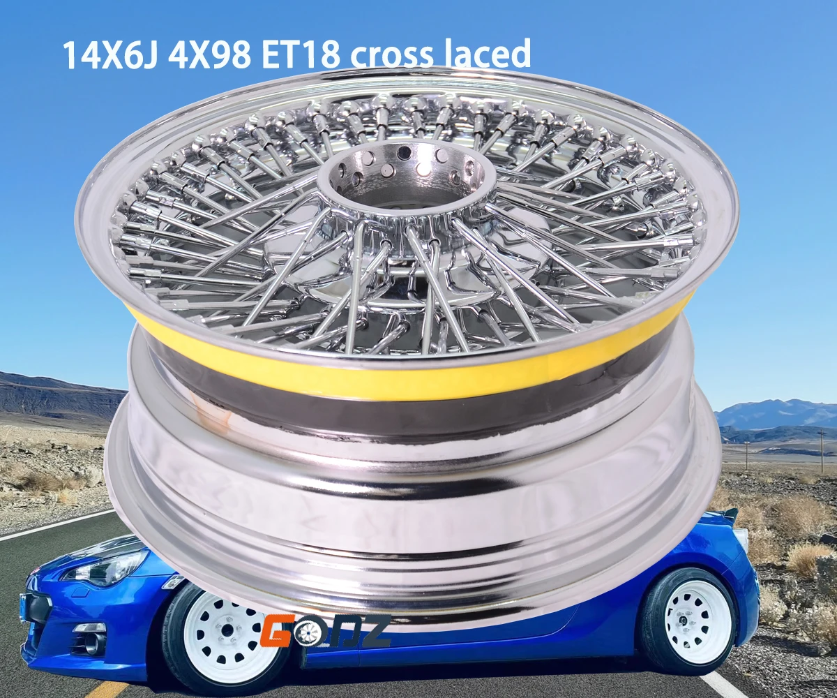 14inch FWD Classic Spoke Wire Wheel 72 Spokes Lowrider Air Ride Suspension Vintage Car Accessories