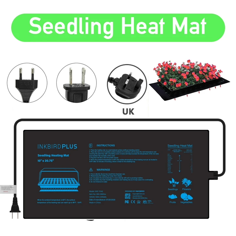 20.75x10CM EU/US/UK/AU Plug Seedling Heat Mat Waterproof Plant Seed Germination Propagation Clone Starter Warm Pad Mat Garden