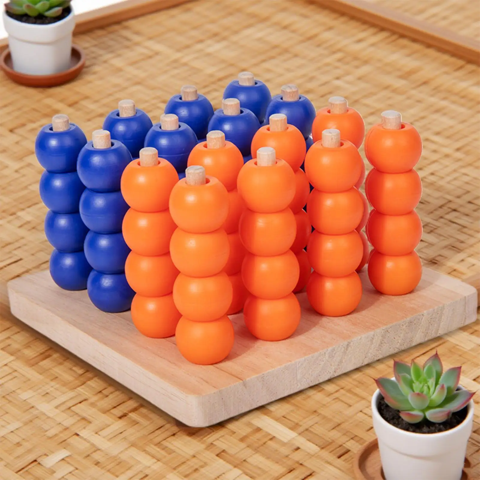 4 In A Row Board Game 3D Four In A Row Wooden Strategy Game Educational Chess Puzzle Brain Teaser Toys For Holiday Party