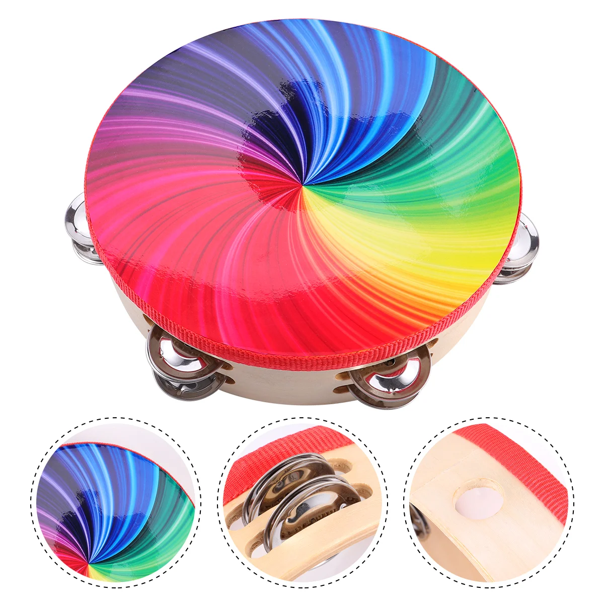 8 Inch Double Row Drum Tambourine for Dancing Hand Music Easy to Play Percussion Bamboo Convenient Concerts
