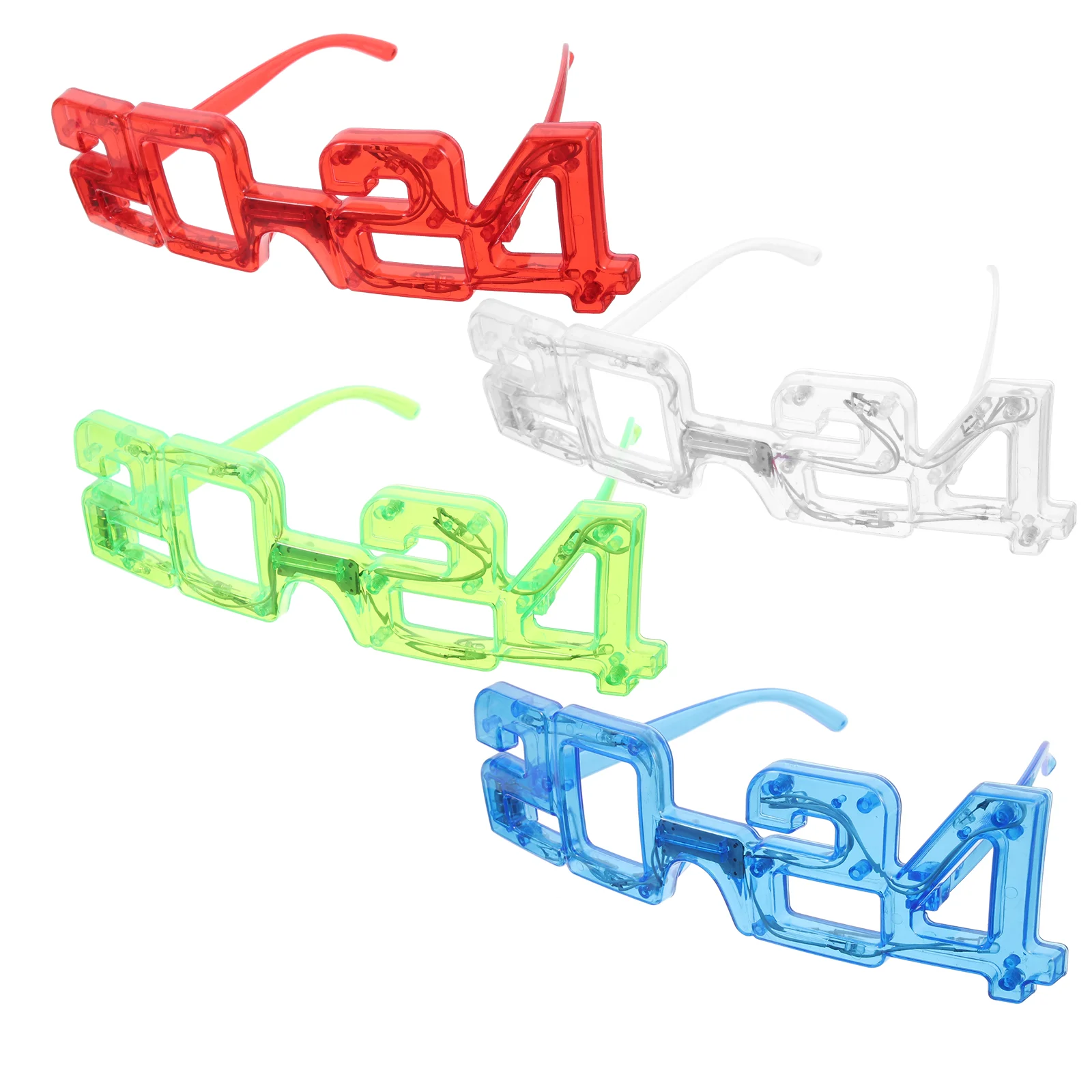 

2024 Eyeglasses Glowing Glasses Plastic Luminous Eyewear Happy New Year Party Favors